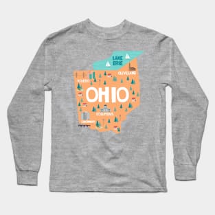 Ohio Illustrated Map Long Sleeve T-Shirt